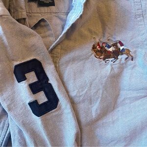 Ralph Lauren Boys Long Sleeve Button Down Shirt Size 5 Crest Horse Blue Collar